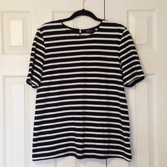 GAP Tops - GAP Navy and White Stripe Top with Back Zip